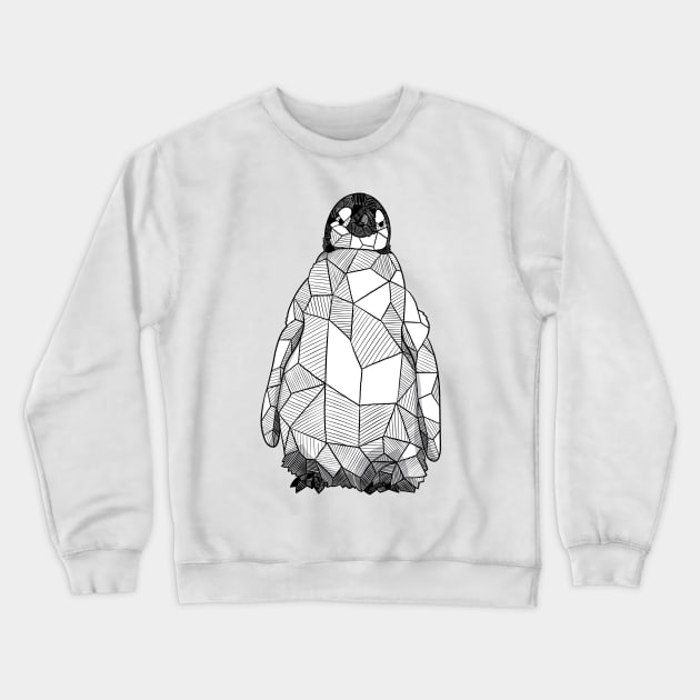 Baby Penguin Sketchy Geometric Art Crewneck Sweatshirt by polliadesign